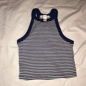 Blue and white stripped crop top